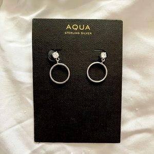 aqua brand sterling silver and simulated diamond earrings NWT